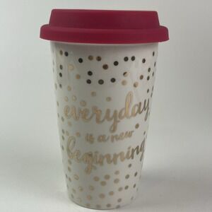 DEI Everyday Is A New Beginning Ceramic Coffee Cup Mug with Rubber Lid
